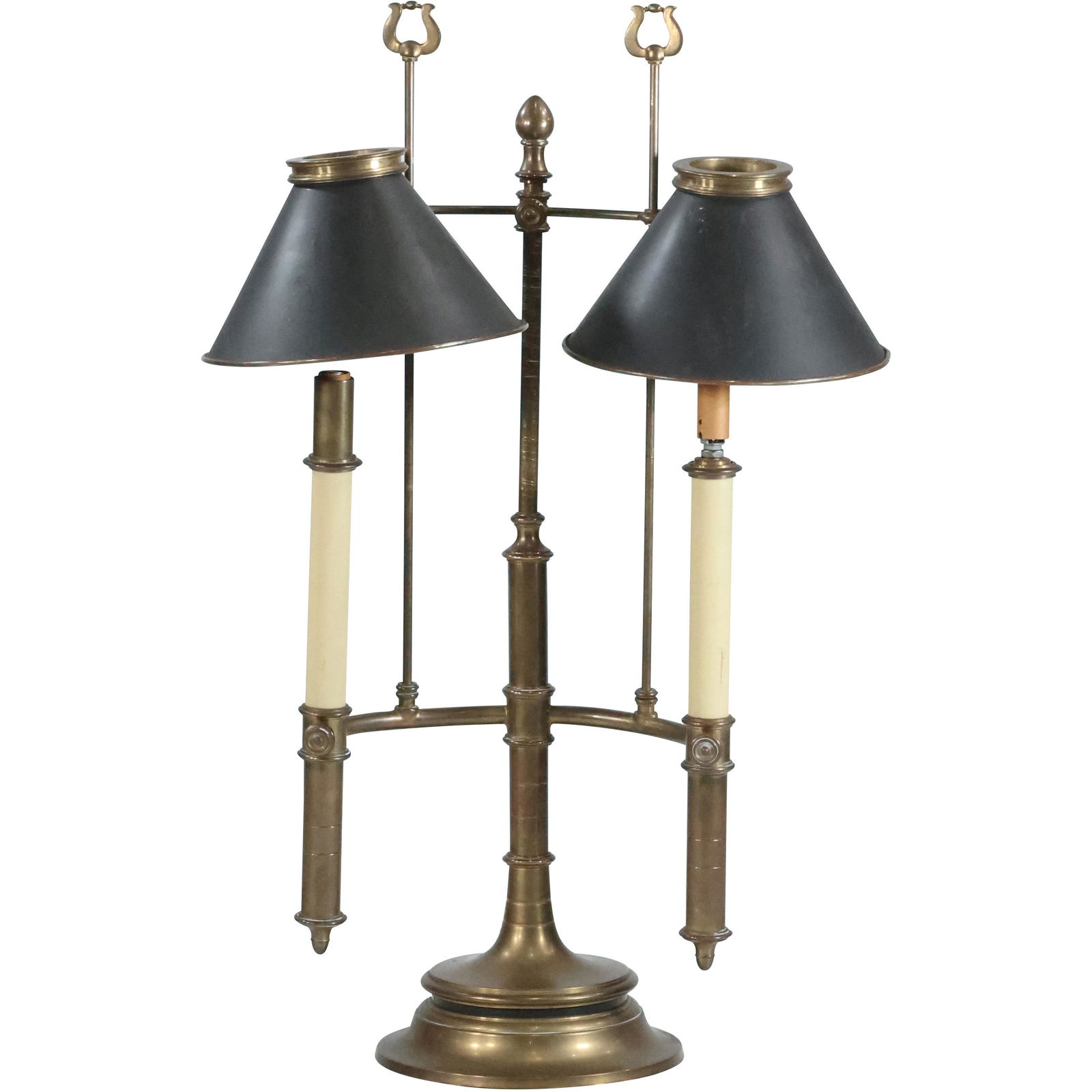 Quality Brass Neo Classical Electrified Adjustable Double Student Lamp Toleware Shades (1 of 16)