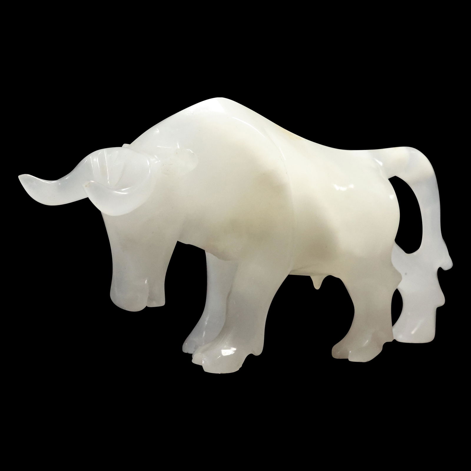 White Jade Bull Animal Figure Statue Sculpture (1 of 9)