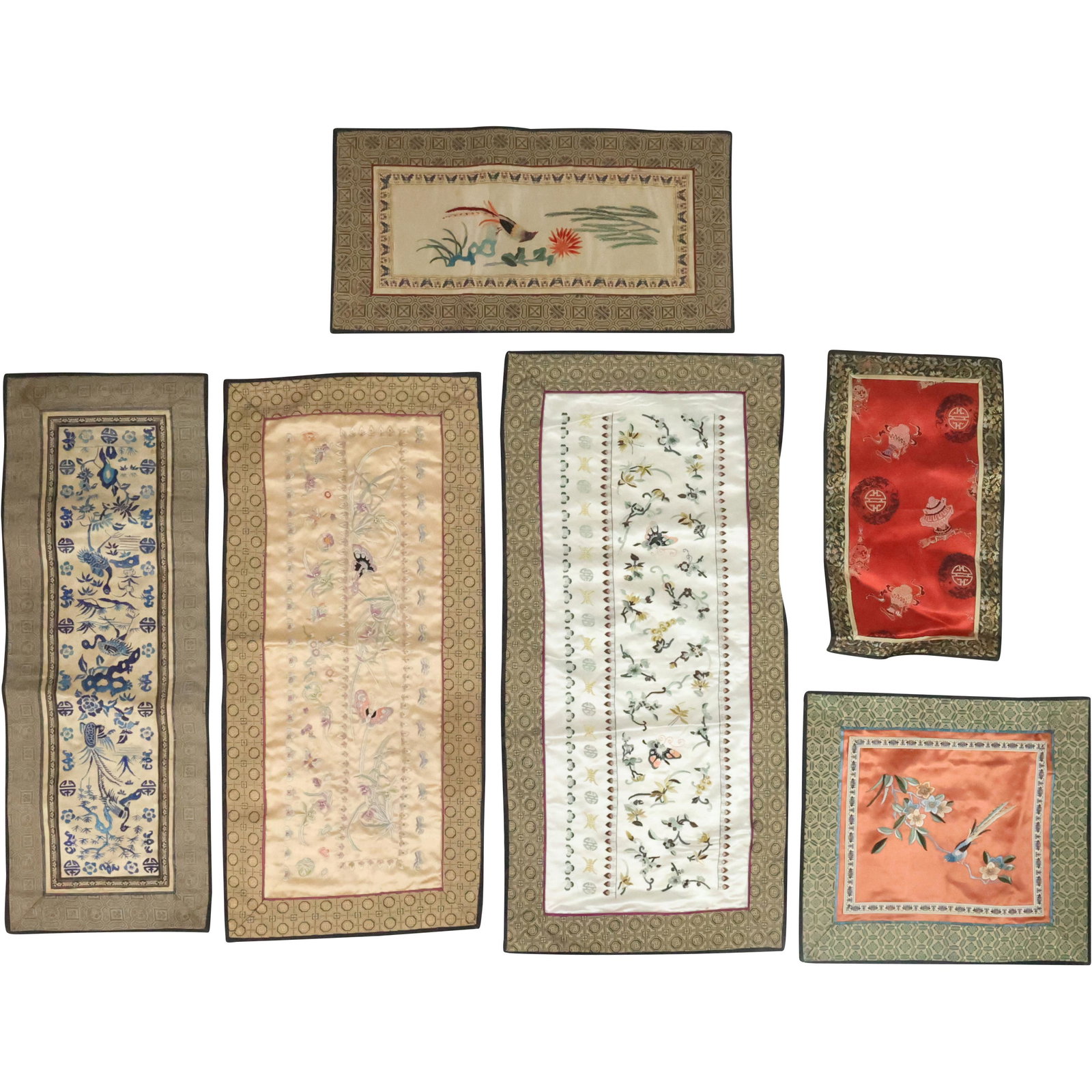 [6] Assorted Chinese Silk Embroidery Panels / Table Scarves in Assorted Sizes (1 of 20)