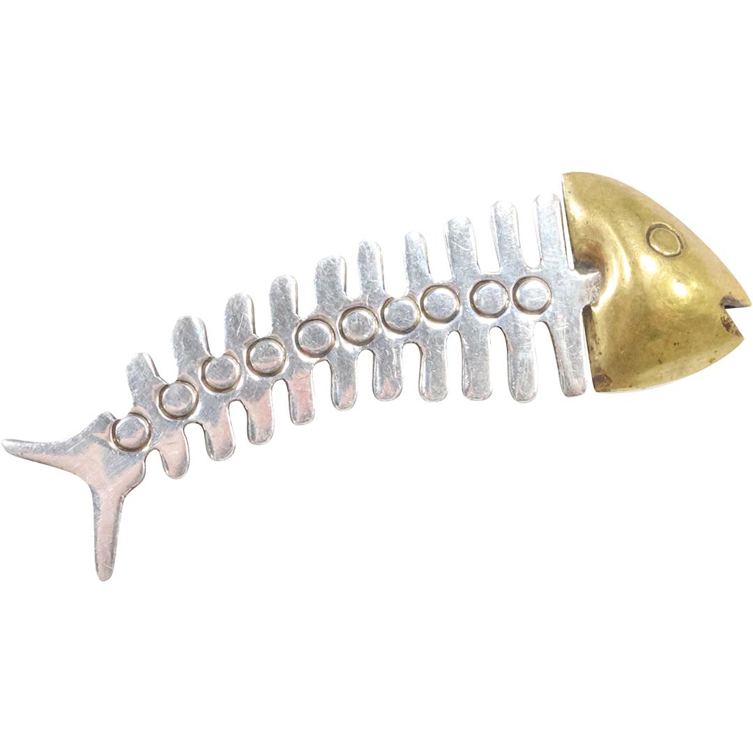 .925 Sterling Silver Hencho en Mexico MM-34 FISH Pin ; 2 3/4 in. x 7/8 in. (1 of 9)