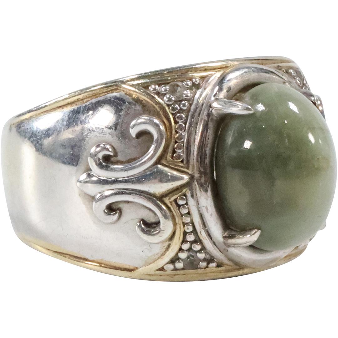.925 Sterling Silver NH with Agate Fleur Design Ring Size 13 ; 1 in. x 3/4 in. (1 of 5)