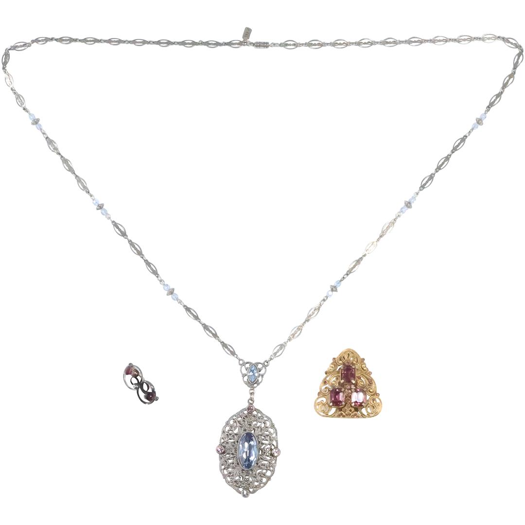 Victorian Costume Necklace; Victorian Amethyst Pin; Victorian Purple Amethyst Clip (1 of 19)