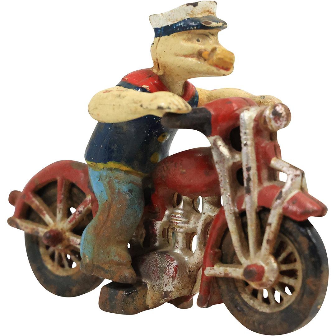 Whimsical POPEYE ON A MOTORCYCLE - in Hard Composition Resin: Whimsical POPEYE ON A MOTORCYCLE - in Hard Composition Resin. size: 8 h 6.5 L