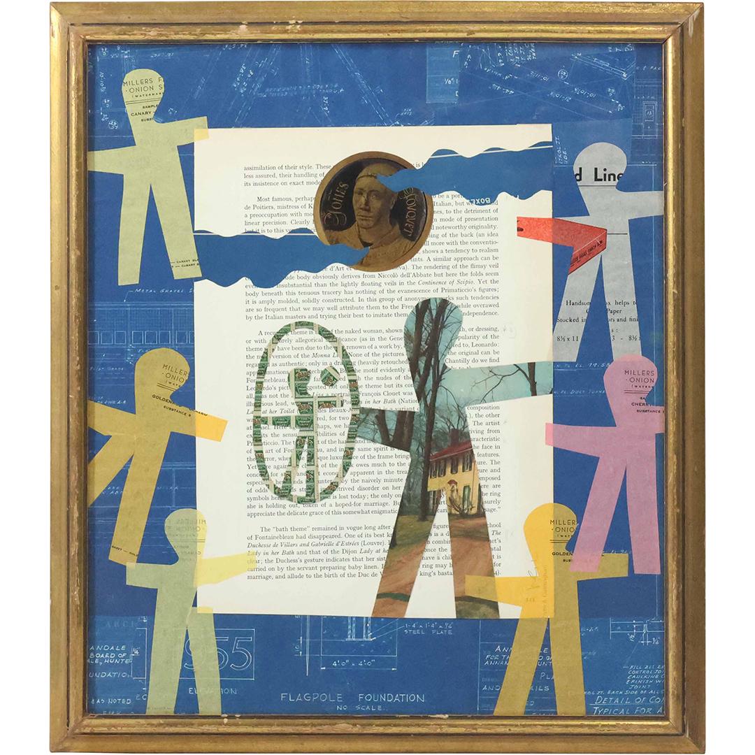Wayne Cunningham, American, Collage with Modernism Stick Figures, Framed (1 of 13)