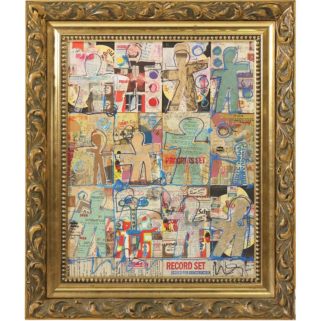 Wayne Cunningham, American, Collage with Modernism Stick Figures, Framed (1 of 12)