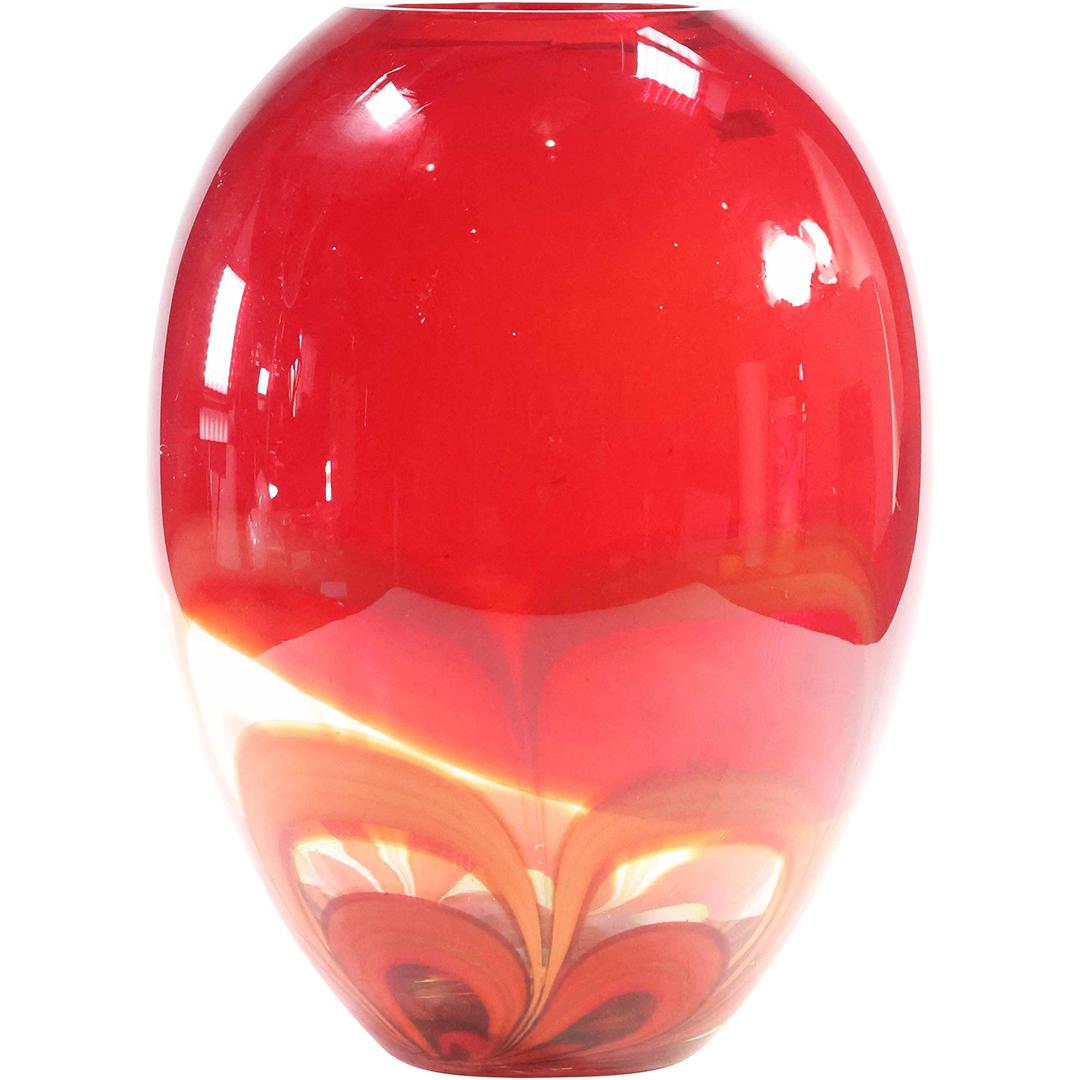 Evolution by Waterford, Red and Amber Ginger Jar, Signed, Label, 11 inches height (1 of 10)