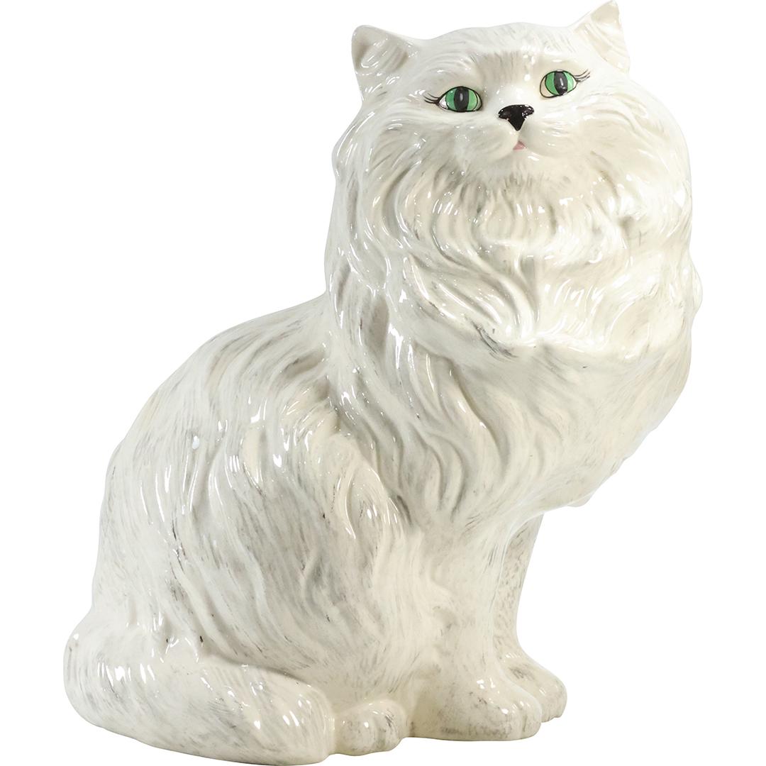 Large Ceramic WHITE CAT Figure Statue 14 inches height (1 of 16)