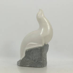 VINCENT GLINSKY (RUSSIAN, 1895-1975) Carved 2-Tone Marble SEAL Figure Sculpture: VINCENT GLINSKY (RUSSIAN, 1895-1975) Carved 2-Tone Marble SEAL Figure Sculpture. size: h 11.75 L 5.75. ASKart: Vincent Glinsky (1895 - 1975) was active/lived in New York / Italy, France, Russian Feder