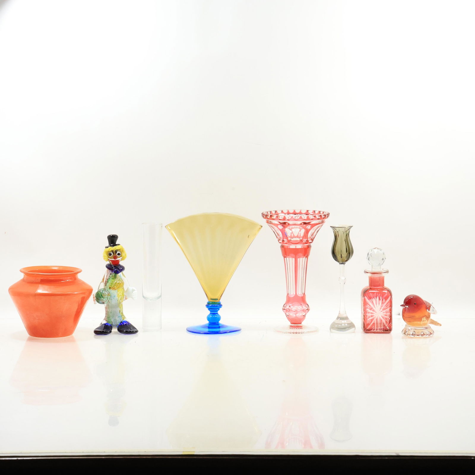 [8] Assorted Pieces Estate Grouping of Colotred Glsass, Art Glass, Vases, Figures, Jar (1 of 20)
