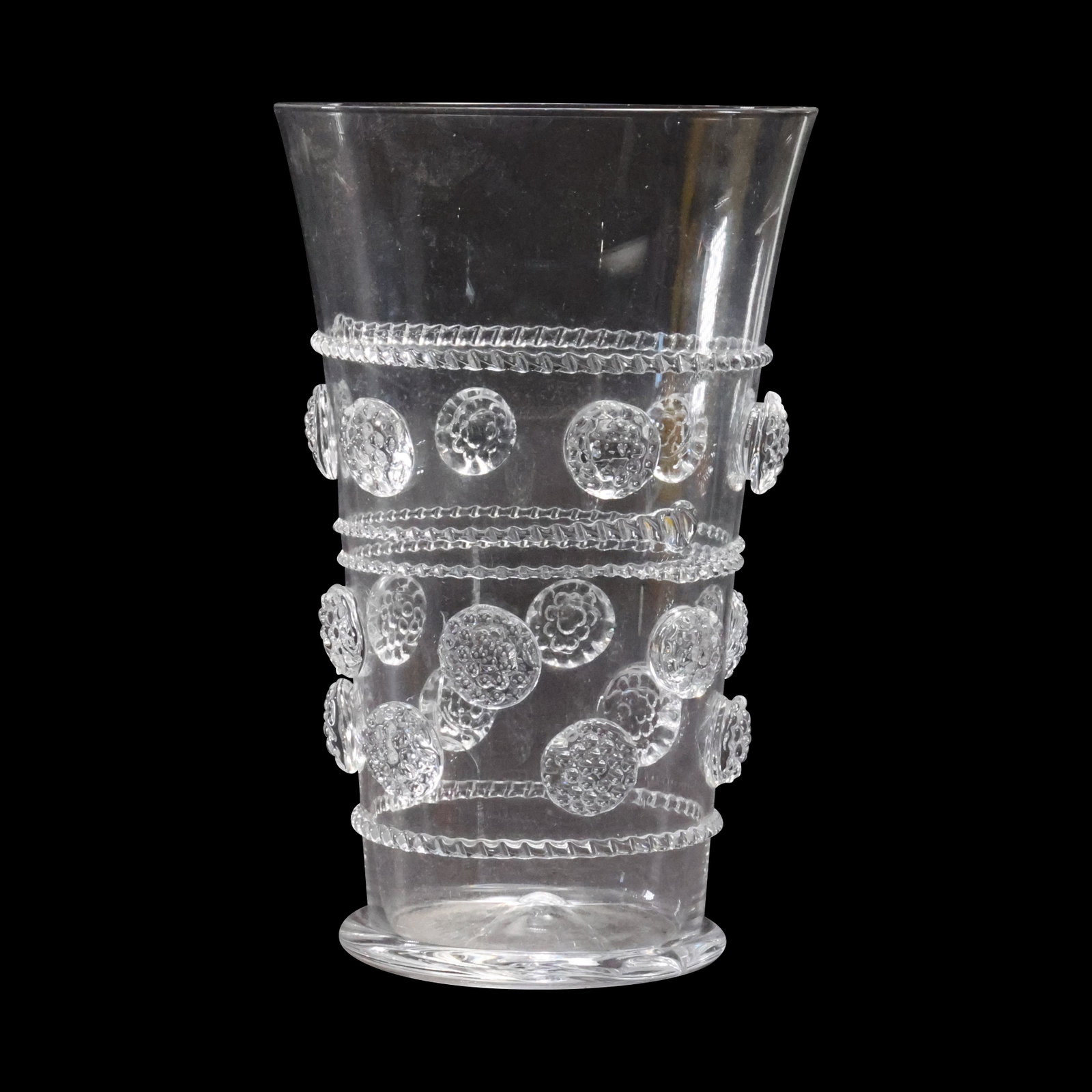 JULISHKA Signed Crystal Glass Goblet with Applied Decoration: JULISHKA Signed Crystal Glass Goblet with Applied Decoration. size: 5.75 x 3.75