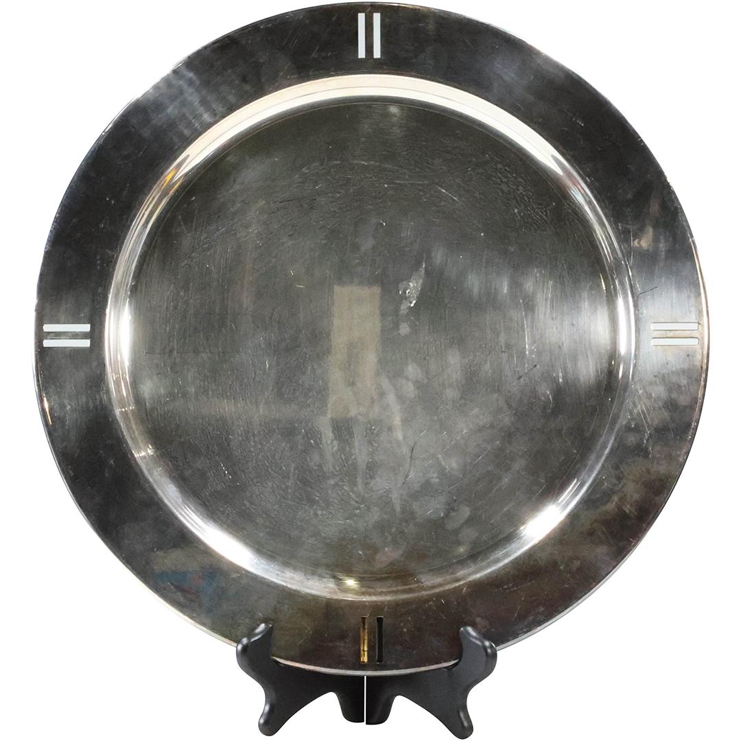 RICHARD MEIER For SWID POWELL Silver Plate Charger Four Pair Parrallel Cut Out Border (1 of 13)