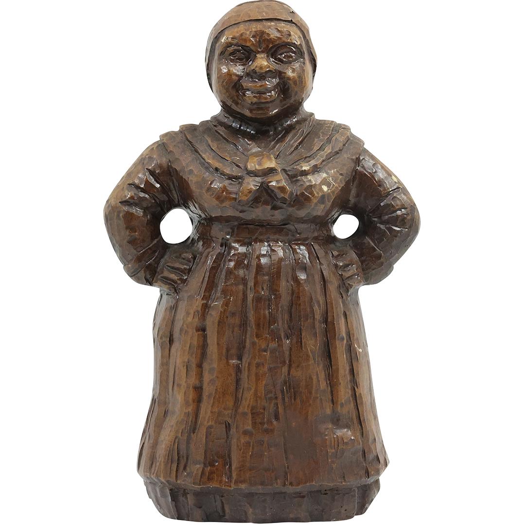 Hand Carved Wood Aunt Jemima Figure Statue Sculpture - Natural Patina: Hand Carved Wood Aunt Jemima Figure Statue Sculpture - Natural Patina. size: h 8.5 L 4.25