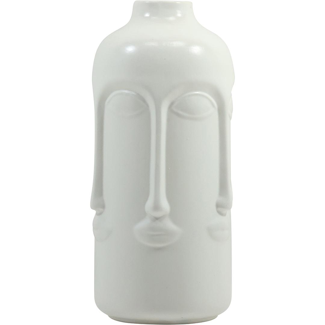 Modern Design White Ceramic Perpetual Face Vase 12.25 inches height (1 of 17)