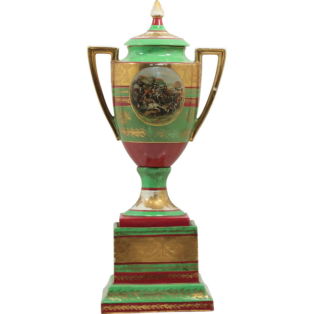 marked Red Crown "N" Fine Porcelain Covered Urn with Napoleon Scene Bataille de Rivoli (1 of 20)