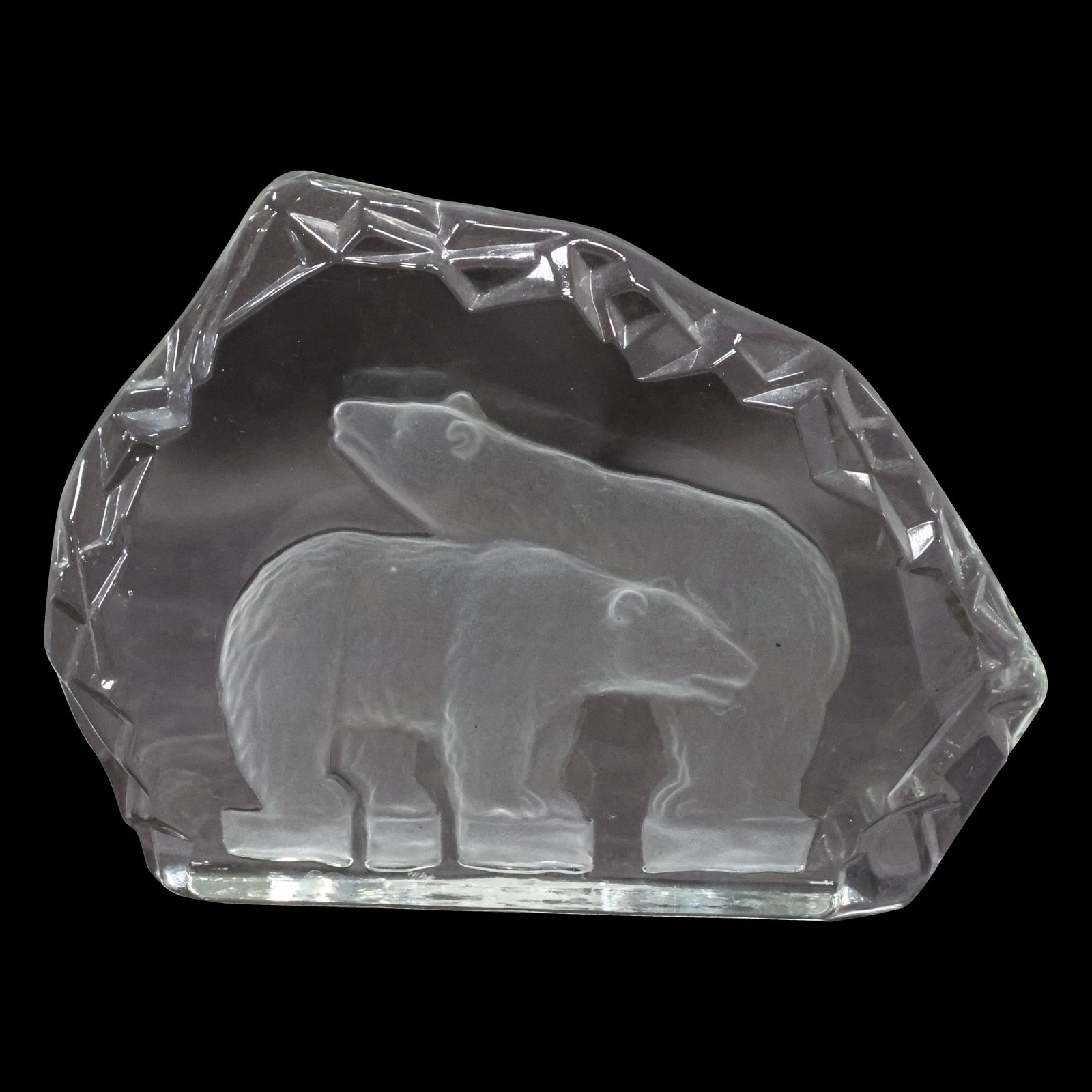 Clear Glass with Etched Frosted Glass TWO BEARS by L E Smith Designs (1 of 8)