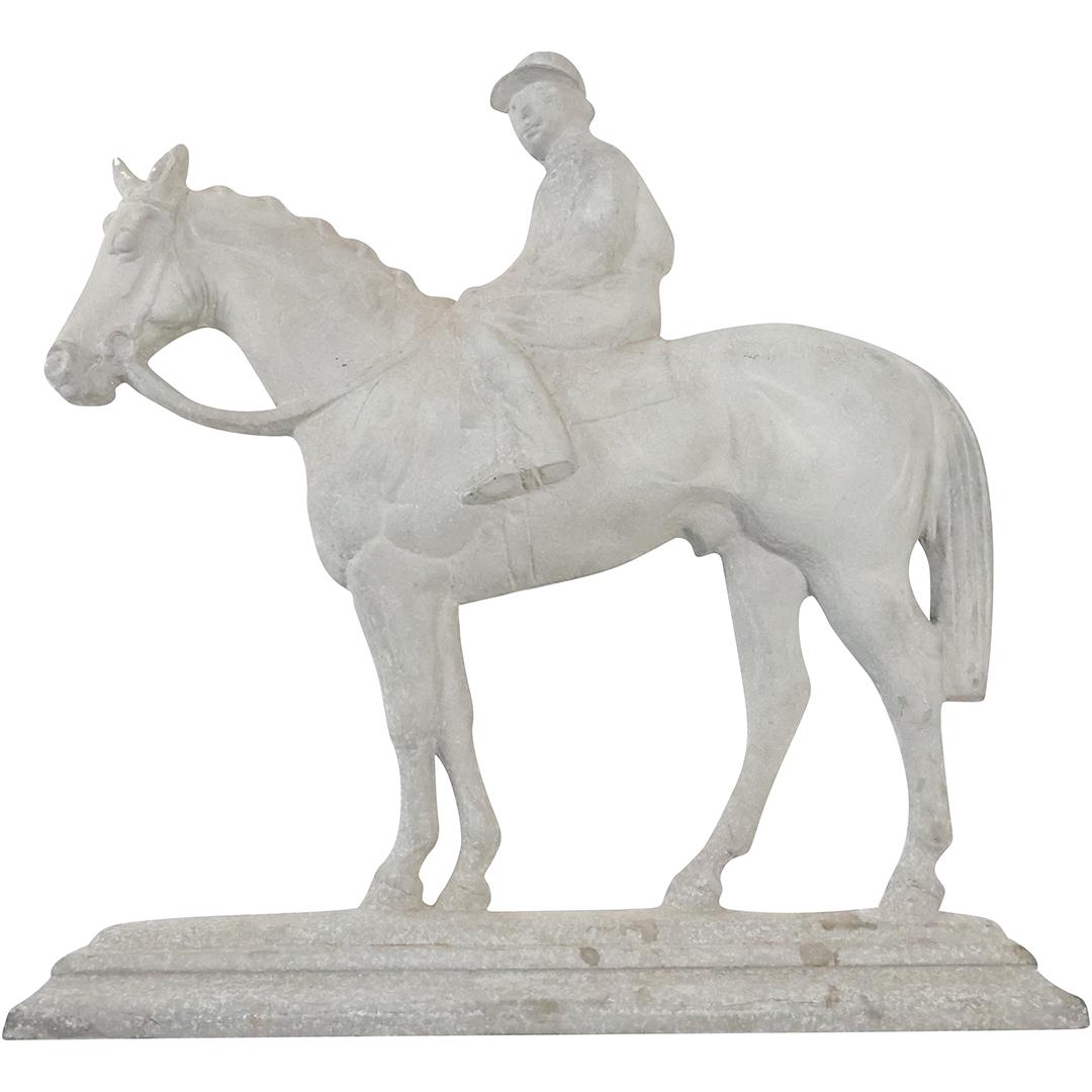 Vintage Cast Aluminum Jockey on Horse Panel Sculpture 17 inches height (1 of 10)