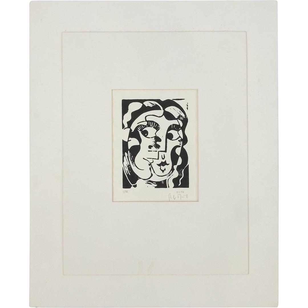 Woodblock Abstract Portrait Signed, Dated, Numbered (1 of 9)