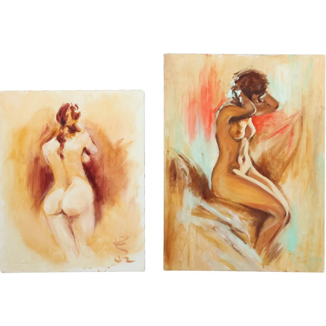 [2] 20th C. Oil on Canvas Paintings NUDES, Artist Signed (1 of 20)