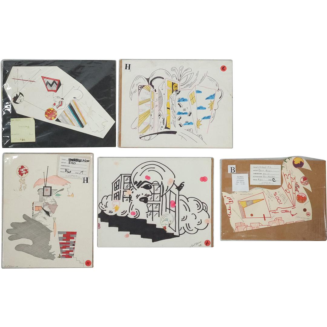 Earl Ricci, [5] Assorted Mixed Media Surrealism Artwork (1 of 13)