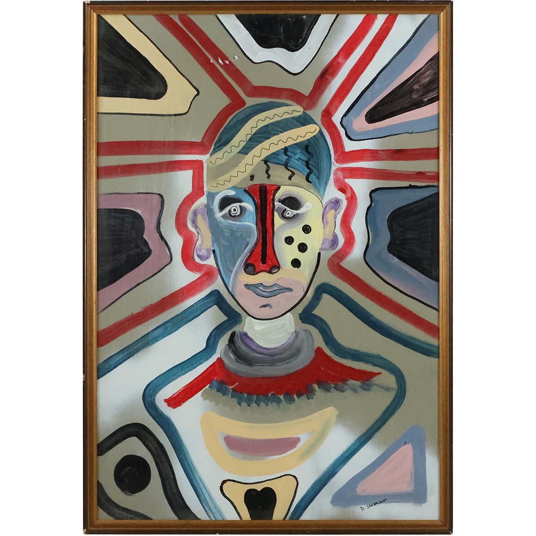 Dennis Sakelson, 20th C. Bucks County Pa Artist, Surrealism Portrait Oil Painting (1 of 12)