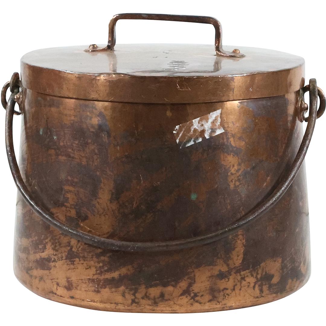 Large Vintage Cooper Cooking Pot with Cover, Bail Handle (1 of 9)