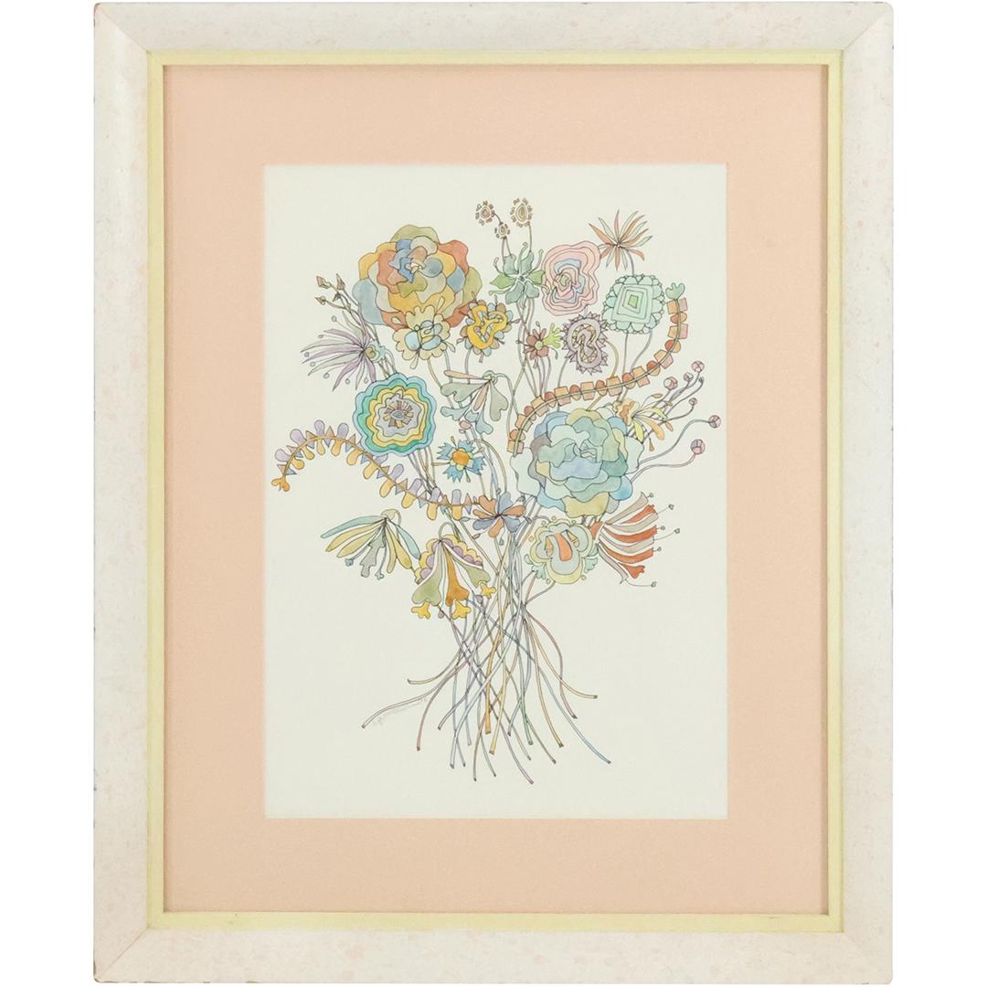 E J Hartmann, American, Watercolor Painting, Bouquet of Flowers, Framed (1 of 11)