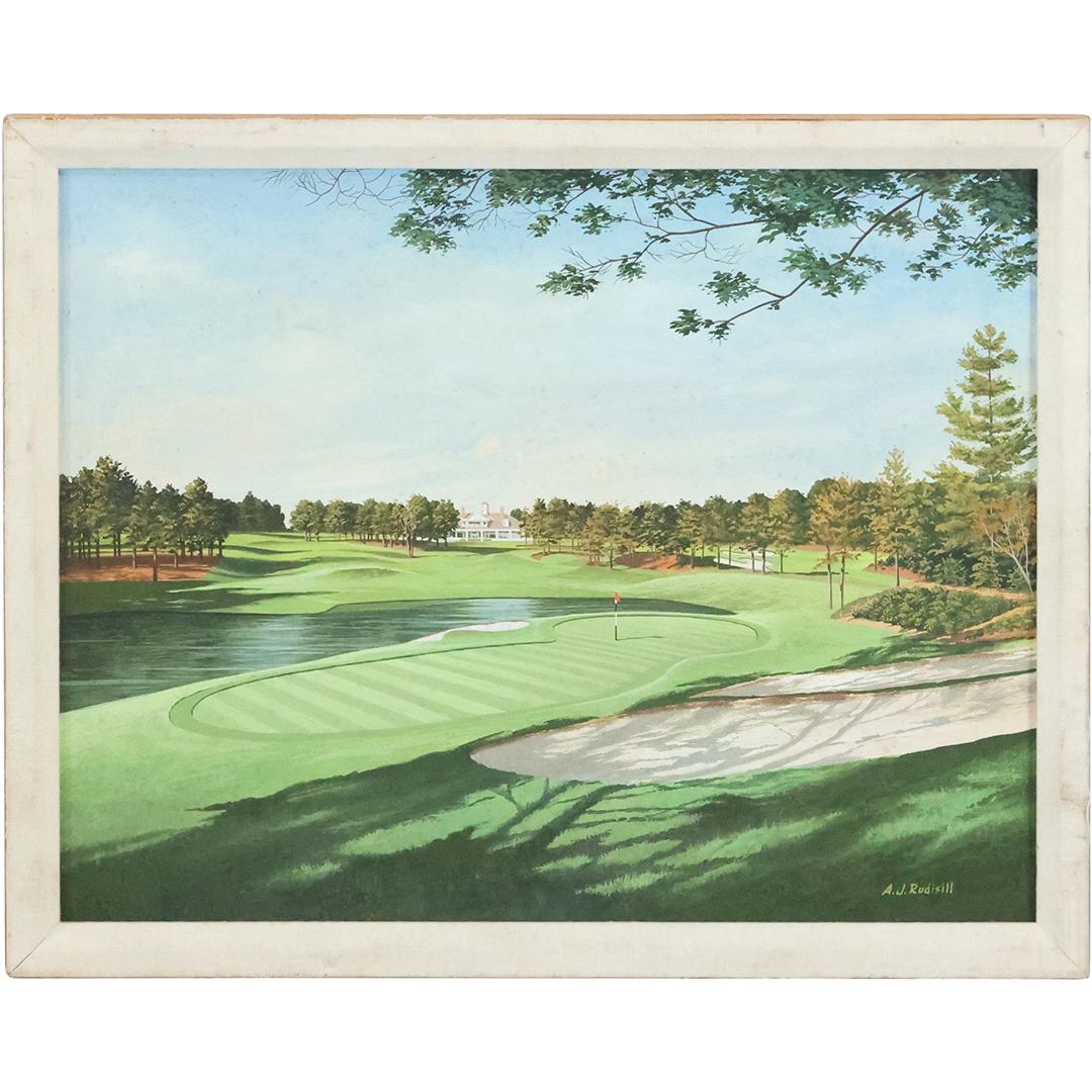 A J Rudisill, American, Oil Painting , Golf Course Landscape, Signed and Framed (1 of 11)