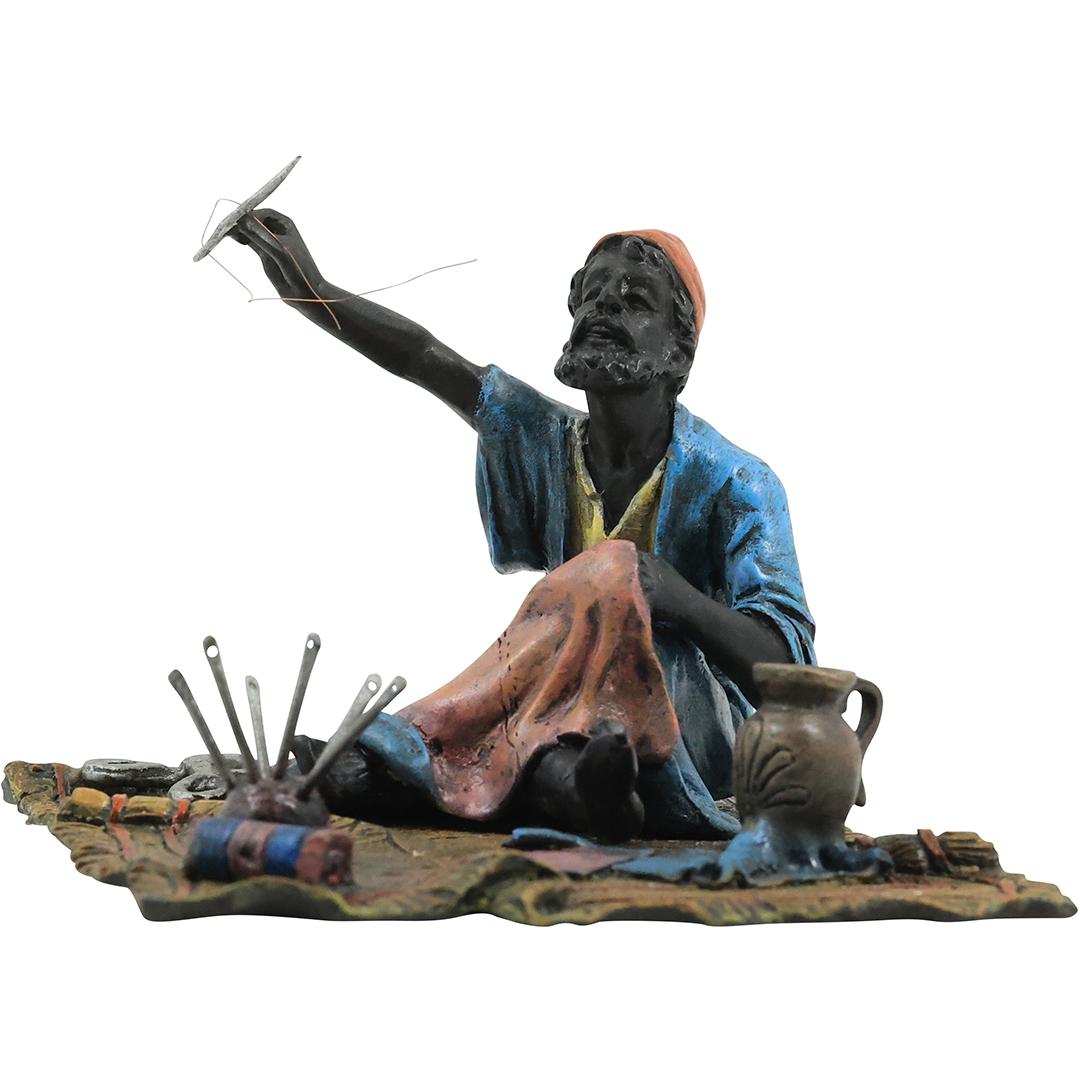 after Bergman, AUSTRIAN Bronze Arab Repairing Oriental Rug, Original Patina Finish (1 of 17)