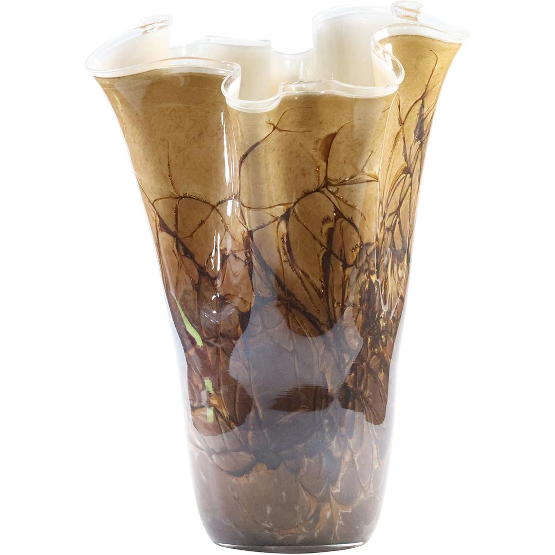 Art Glass Browns Tans Color Vase 13.5 inches height (1 of 9)