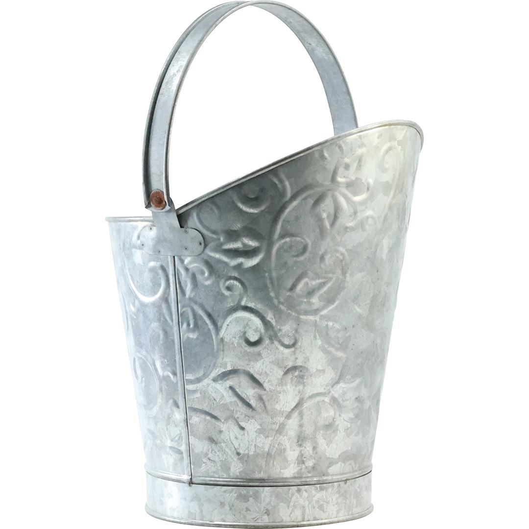 Galvanized Pail with Handle, Embossed Design (1 of 11)