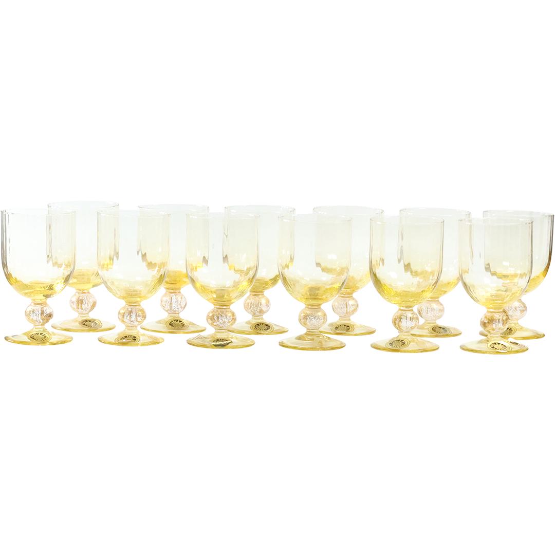 [12] Italian Venetian Glass Stem Cocktail Goblet Glasses: [12] Italian Venetian Glass Stem Cocktail Goblet Glasses. size: 5 x 3