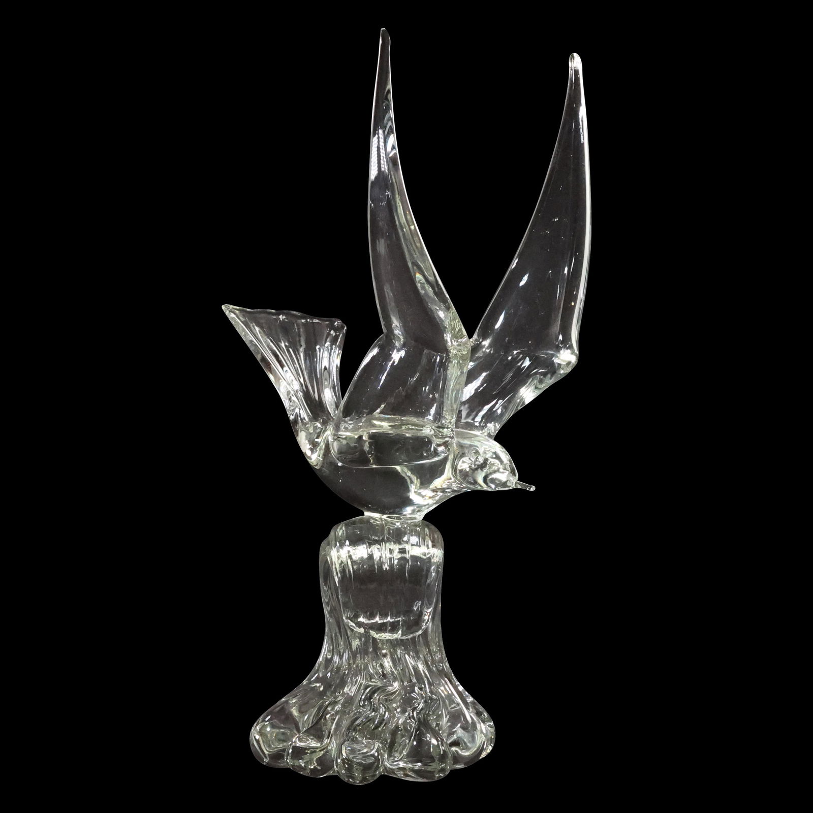 Vintage Murano Clear Art Glass SEAGULL BIRD Figure Sculpture Signed B R '83 (1 of 12)