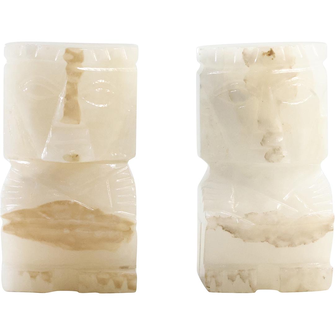 Vintage Carved Onyx Mayan Inca Bookends: Vintage Carved Onyx Mayan Inca Bookends. size: 5.75 x 3 x 1.75