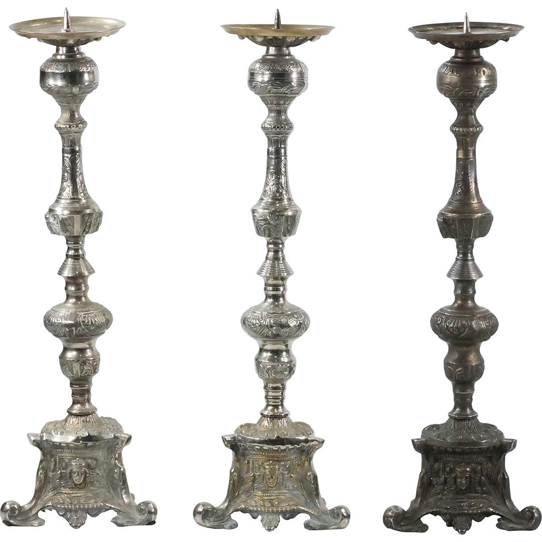 [3] Renaissance Revival Tall Silver Plate Candle Holders 25.5 inches height (1 of 15)