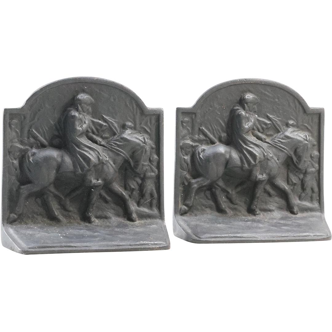Circa 1920 Cast Iron George Washington on Horseback Bookends - Original Patina (1 of 13)