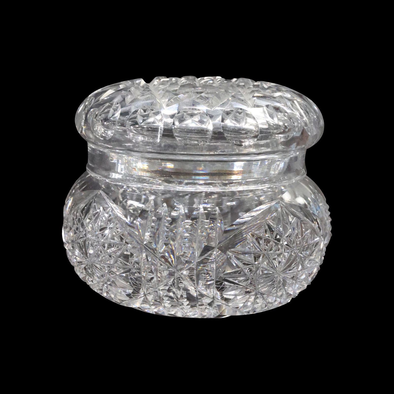 Fine Round Crystal Glass Covered Dresser Jar 3.25 inches diameter (1 of 8)