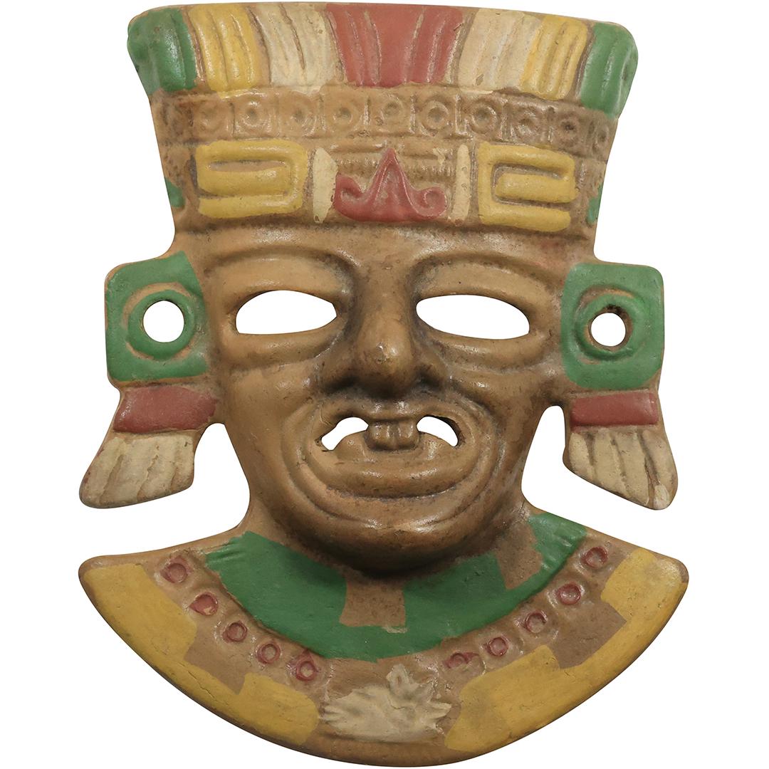 Ceramic Pottery Mayan Face Ceremonial Mask, Original Accent Paint (1 of 20)