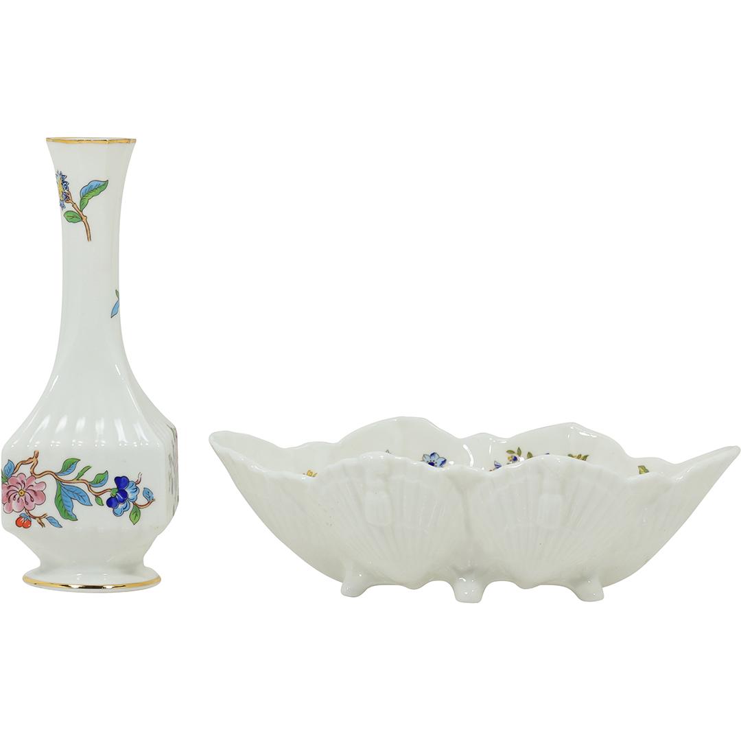 [2] AYNSLEY Porcelain Floral Decorated Footed Bowl & AYNSLEY Floral Decorated Vase (1 of 20)