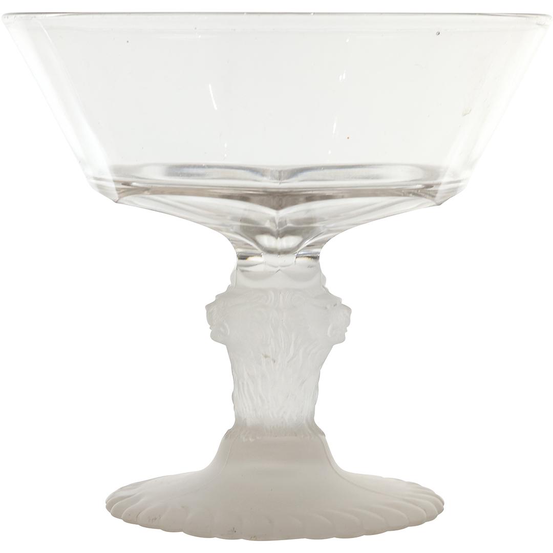 Crystal Glass Pedestal Bowl Compote with Satin Glass Lion Heads Stem Post (1 of 18)