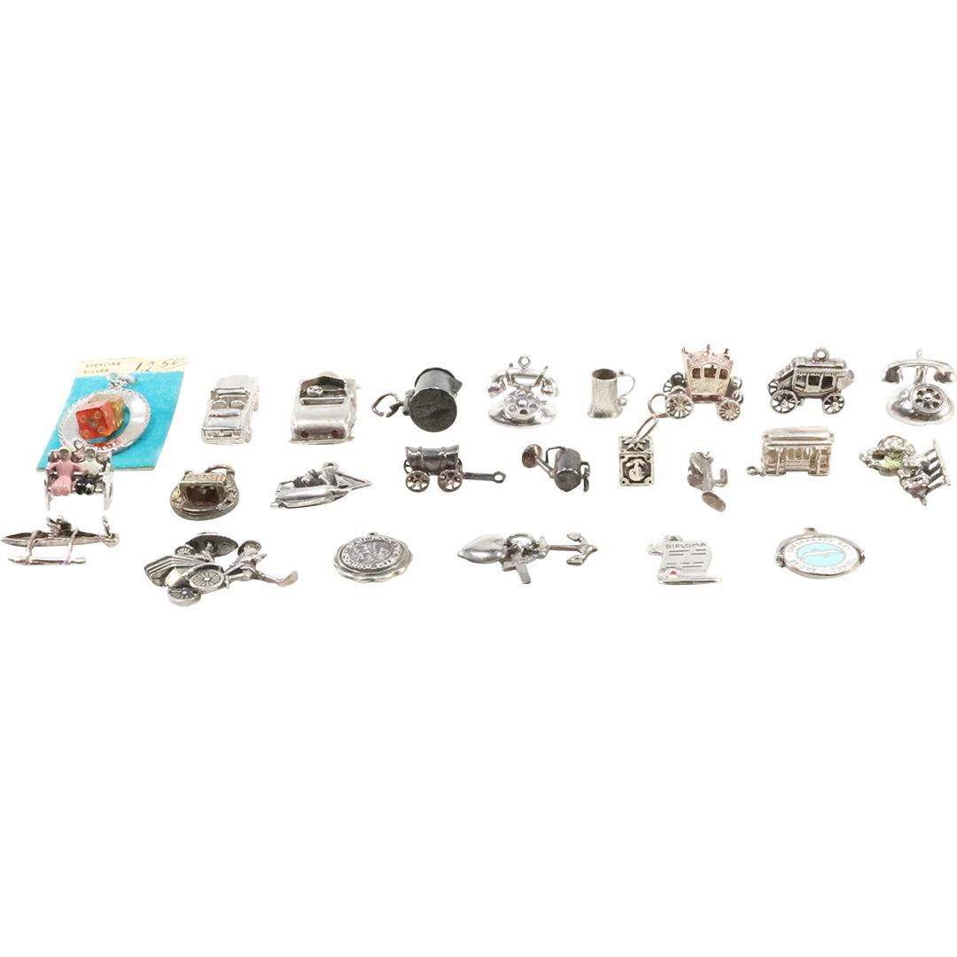 [24] Assorted Sterling Silver Charms - Great Variety - Various Sizes (1 of 8)