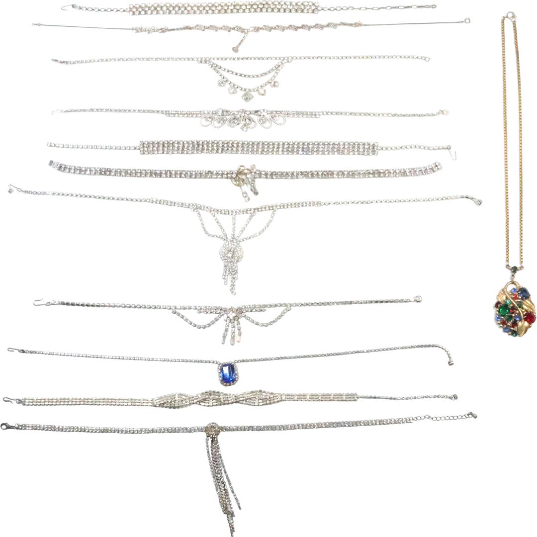 21 Pieces Large Assortment Vintage Rhinestone Jewelry - Necklaces, Earrings, Bracelets (1 of 18)