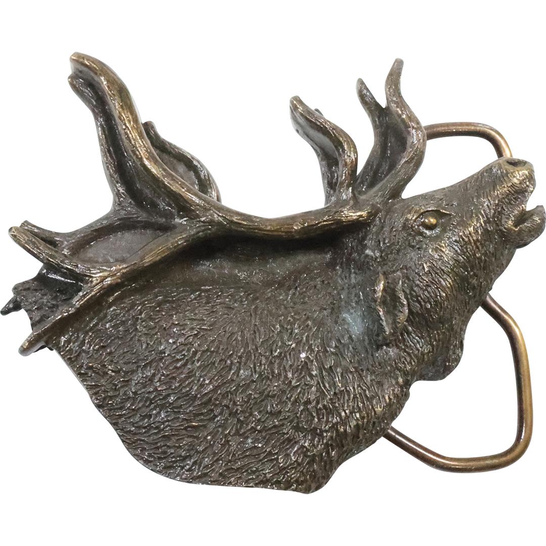 STAG ELK Figurative Heavy Cast Metal Belt Buckle marked W-145, 1980, Bergamot USA (1 of 10)