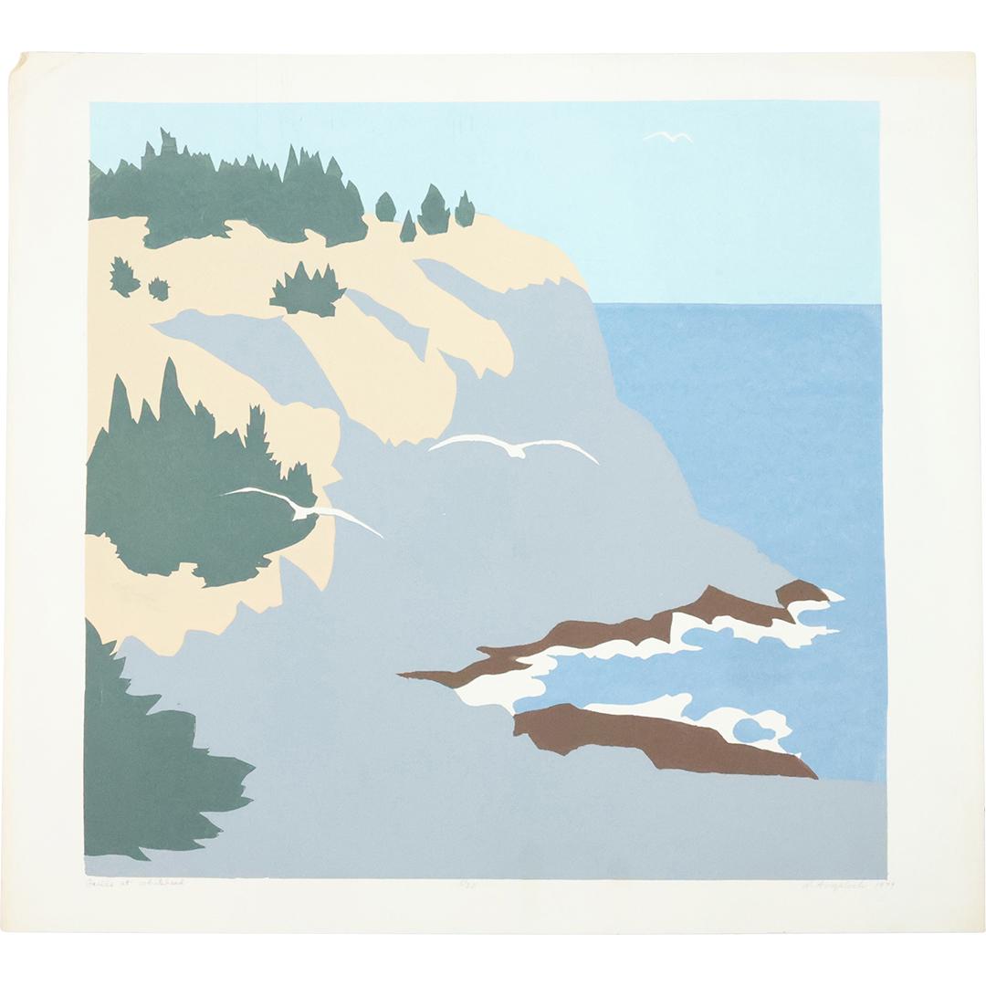 Robert Angeloch 1979, Woodcut, Coastal Cove Seascape Pencil Signed and Dated (1 of 15)
