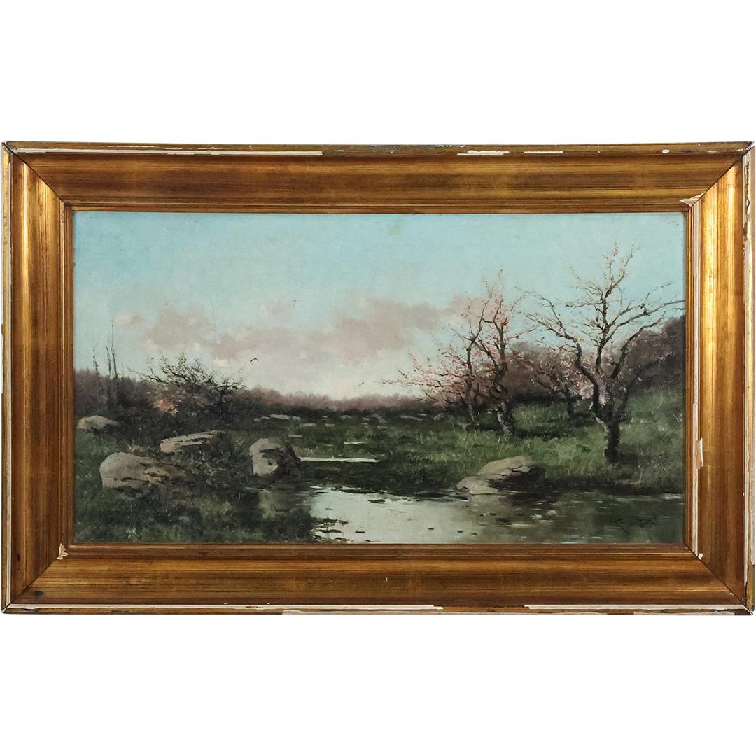 Manuel Ramos Artal 1887 [ 1855-1900 Spain], Oil on Canvas Painting Stream Landscape (1 of 12)