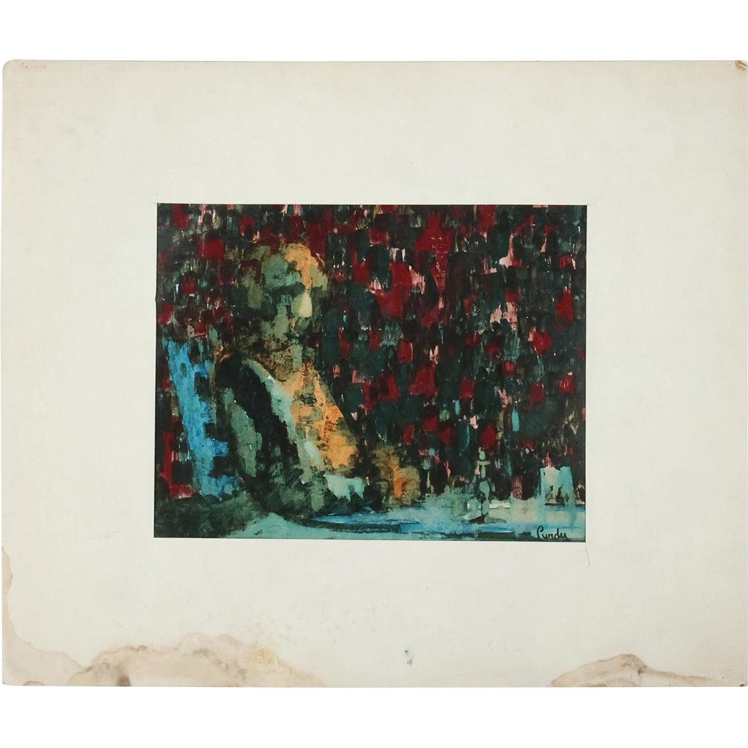 Donald Purdy, American, ABSTRACT Oil on Cameo Board "Seated Man", Gallery Label (1 of 11)