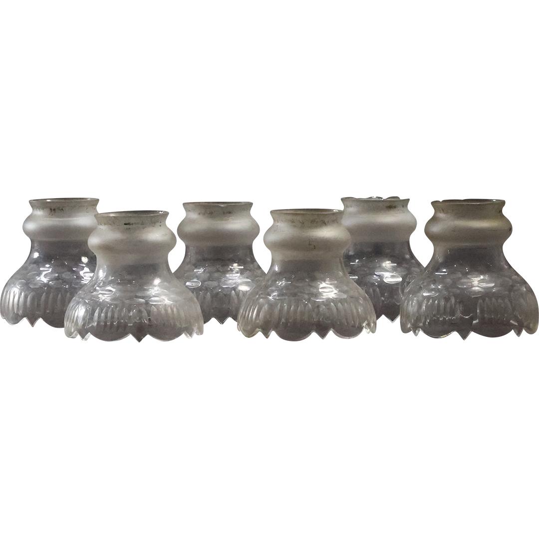 [6] Antique Cut Glass French Glass Lamp Shades for a Hanging Chandelier (1 of 10)