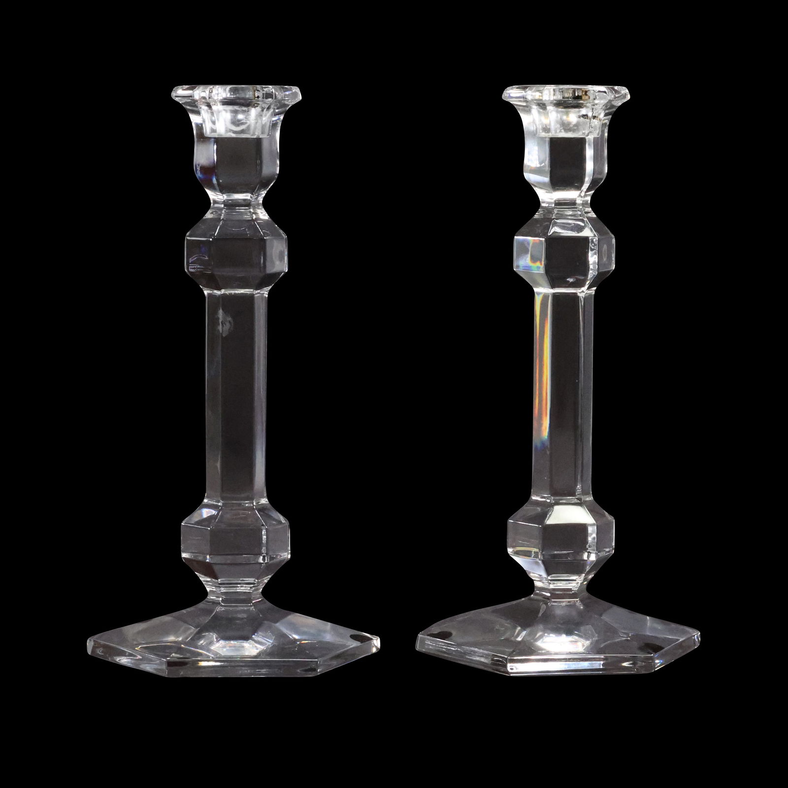 [2] Val St. Lambert Crystal Glass Candlesticks 9.5 inches height (1 of 14)