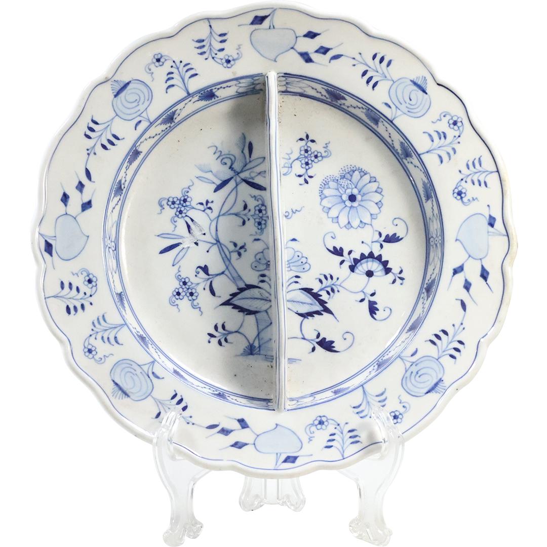 MEISSEN Fine Porcelain BLUE ONION Divided Charger Serving Tray 12.5 inches diameter (1 of 13)