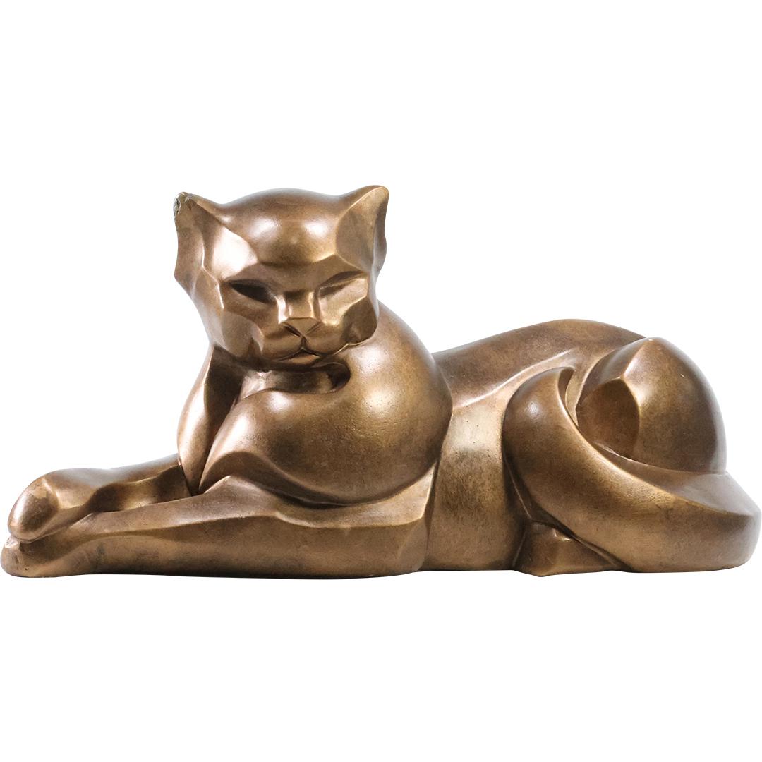Austin Prod. CUBISM RECLINING CAT in Hard Composition Bronzed Patina