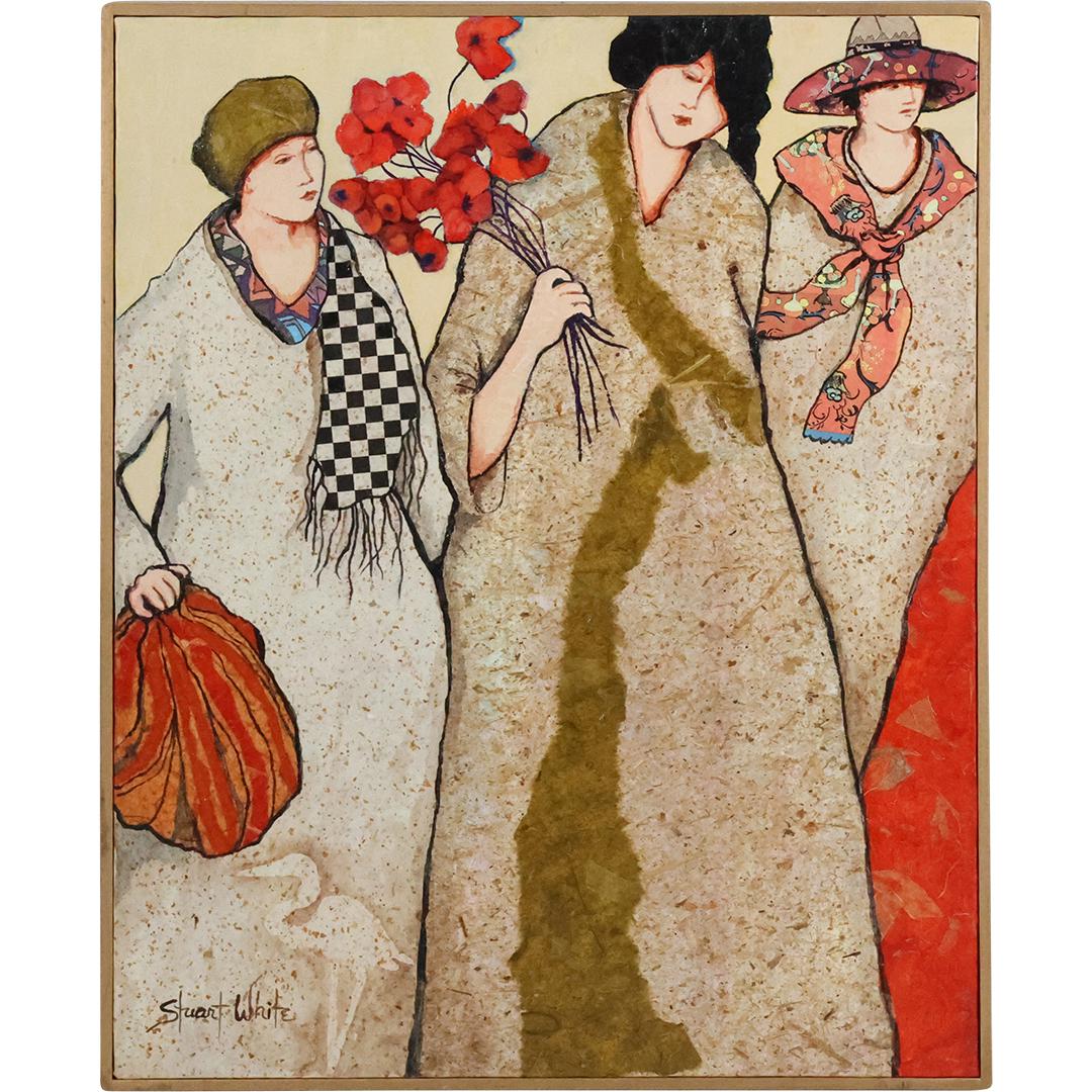 Stuart White, Virginia, Oil on Canvas Painting "Market Day" Signed Front & Back (1 of 13)